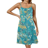 Masu Summer Dress Spaghetti Strap Drawstring A-sline Sleeveless Abstract Swirl Pattern Floral Paisley  Multicolor Retro Vibrant Sundress Street Style Beachwear Boho Chic Green Blue Blissfully Brand